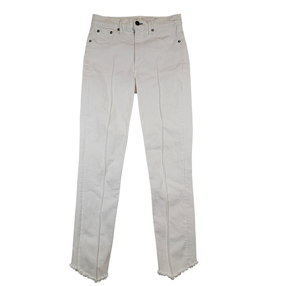rag & bone High Rise Skinny Jeans Women's Sz 27 White Fray Leg